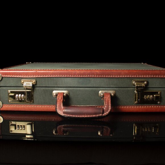 Vintage Orvis Battenkill Leather & Canvas Briefcase With Combination Locks - Picture 4 of 11